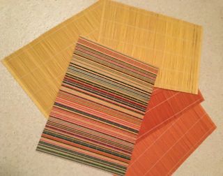 Set Of 6 - Vintage Multi - Colored Bamboo Stick Placemats