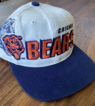 Vtg Chicago Bears Sports Specialties Pro Line Snapback Hat Cap Nfl White Wool