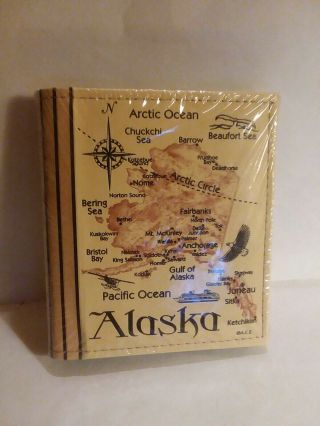 Alaska Photo Album Holds 100 4x6 Photos - Map Embossed On Front & Back