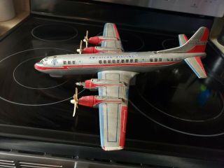 Vintage Tin Litho Toy Plane American Airlines Electra Ii Battery Operated Japan