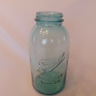 Vintage Ball Perfect Mason Blue Glass Canning Jar 2 Quart 7 Seven