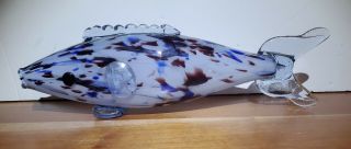 Vintage Large 11 In Long Colorful Murano Style Hand Blown Glass Fish