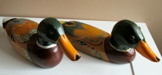2 Vintage Hand Carved And Painted Wooden Ducks - Only $7 Each.
