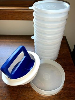 Vintage Tupperware Burger Press & Collar With 10 Keepers,  2 Lids