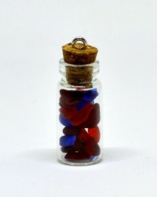 Red Cobalt Blue Orange Sea Glass Tinies In A Bottle Surf Tumbled