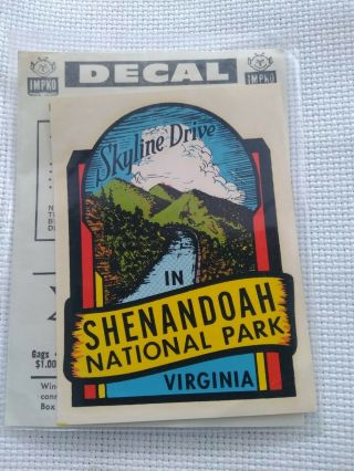 Vintage Souvenir Travel Decal/sticker Shenandoah National Park - Skyline Drive