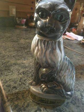 Vintage 1967 Jim Beam Siamese Cat Whiskey Decanter Cork Intact 11 “ Tall