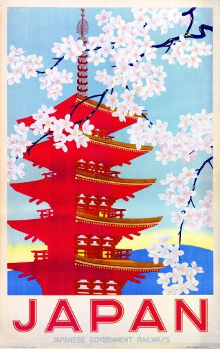Japan Japanese Railways Vintage Asia Asian Travel Advertisement Art Poster
