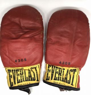 Vintage Everlast 4305 Red Leather Heavy Bag Speed Bag Gloves Made In The Usa