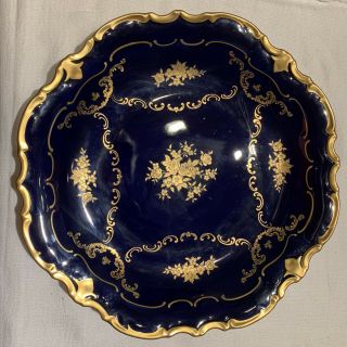 Vintage Reichenbach Echt Kobalt Blue And Gold Gilt 12 - 1/2” Platter German