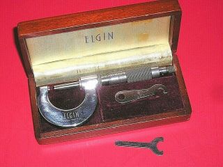 Vintage Micrometer By Elgin - Sapphire Tipped Anvils - Watchmakers Or Jewellers
