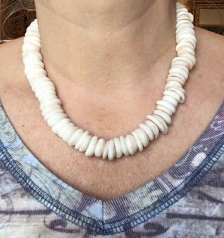 Large Puka Shell Vintage Necklace 17 Inches Sterling Hook Clasp