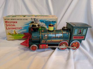 Vintage Battery Operated Western Special Locomotive Flashing,  Puffing Noise Toy