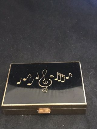 Vintage Reuge Music Notes Music Box Musical Powder Compact Musically
