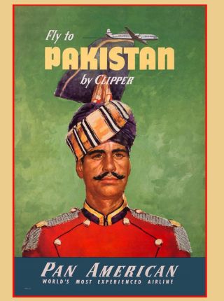 Fly To Pakistan By Clipper Vintage Travel Advertisement Art Poster