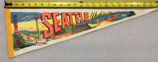 Vintage 1960 - 70’s Seattle Washington 24” Felt Tourist Pennant