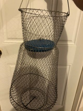 Vintage Sportfisher Collapsible Fish Basket Blue