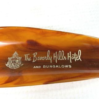 Vintage THE BEVERLY HILLS HOTEL marbled celluloid SHOE HORN advertising 5.  5 