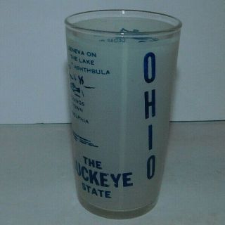 Neat Vintage Frosted Souvenir Glass From Ohio In Blue
