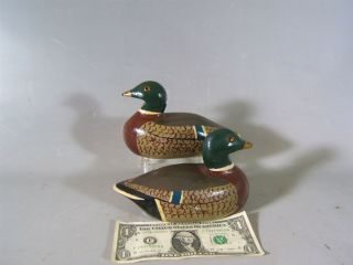 2 Miniature Mallard Duck Decoys F.  Endicott,  Pleasantville,  Nj Ca.  1960