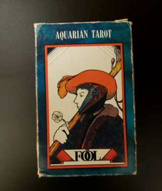 Vintage The Aquarian Tarot Card Deck 1975 Morgan Press Blue Swirl Design Backs