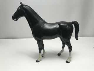 Vintage 1965 Louis Marx Co.  Large Horse Black W/ White Collectable Plastic Toy