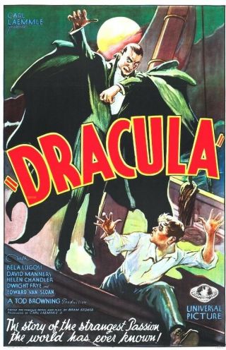 Dracula Horror Old Movie & Poster Wood Vintage Look Dollhouse Tv Set Made In Usa