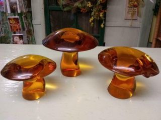 Mid Century Vintage Viking Glass Persimmon Orange Mushrooms