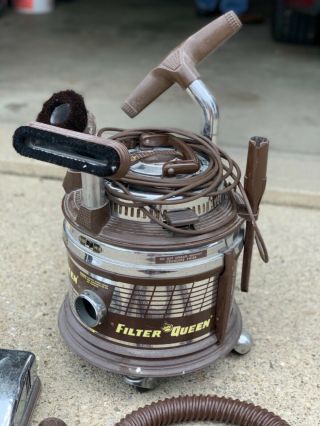 Vintage Filter Queen Canister Vacuum With Hose And Attachments.  Still Runs