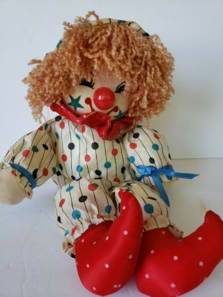 Vintage Clown Musical Wind Up Doll Shelf Sitter Moves Head Nursery Toy