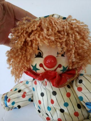 Vintage Clown Musical Wind Up Doll Shelf Sitter Moves Head Nursery Toy 2