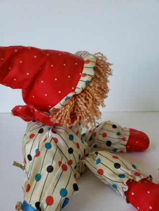 Vintage Clown Musical Wind Up Doll Shelf Sitter Moves Head Nursery Toy 3