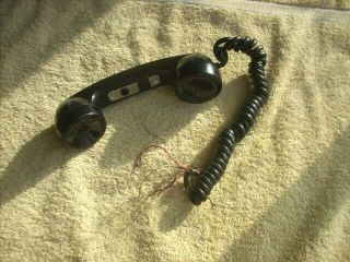 Black Vintage Telephone Handset With A Listen Button Western Electric 6 Wires