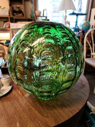 Vintage Green Replacement Glass Swag Lamp Retro Light Hanging (globe Only) 12.  5”