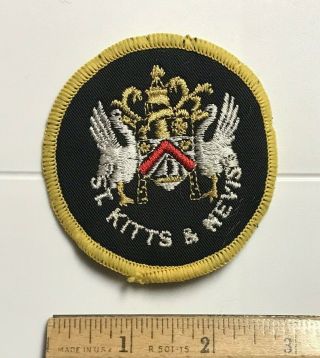 St.  Kitts & Nevis West Indies Coat Of Arms Yellow Black Round Embroidered Patch
