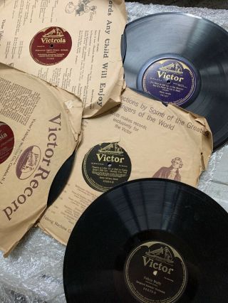 10 Vtg Victor Victrola Records Album 12 " Single & Double Sided