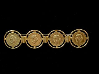 Vintage Ben Amun Austrian Coin Gold Tone Bar Brooch Pin