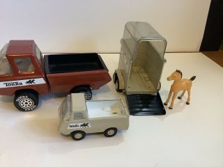 Vintage Tonka Stables Pickup Truck and Horse Trailer with One Horse Small Truck 2