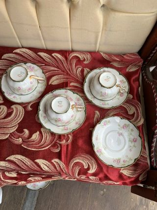 A.  Lanternier And Co Limoges Set Of Three Cups Saucers White Vintage Retro