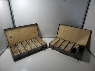 2 Vintage Brumberger Metal 35mm 300 Storage Boxs Plus 440 Amateur Slides