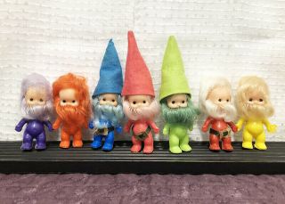 Vintage Munecas Famosa Made In Spain Plastic Seven Dwarfs ? Elf Gnome Dolls (d1)