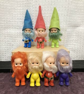 Vintage Munecas Famosa Made in Spain Plastic Seven Dwarfs ? Elf Gnome Dolls (D1) 2