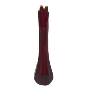 Vintage L.  E.  Smith Amberina Glass Swung Vase Simplicity Line 14”