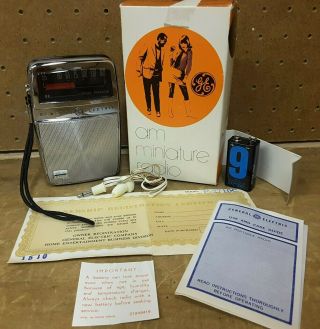 Vintage 1960s Ge General Electric Am Transistor Radio P2710c - Complete W/box