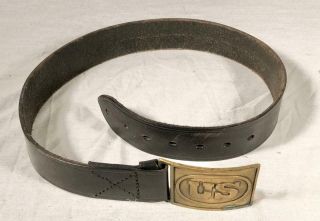 Vintage 36 " Bianchi Leather Gun Belt With Solid Brass " Us " Buckle