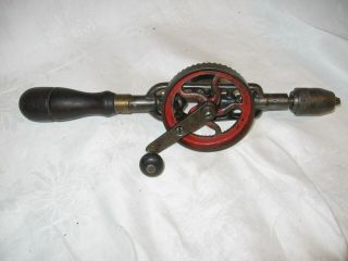 Vintage Millers Falls Hand Drill With Brass And Wood Handles