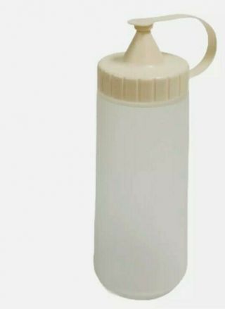 Vintage Rubbermaid Servin Saver Condiment Squeeze Bottle Almond Lid 16 Oz 0483