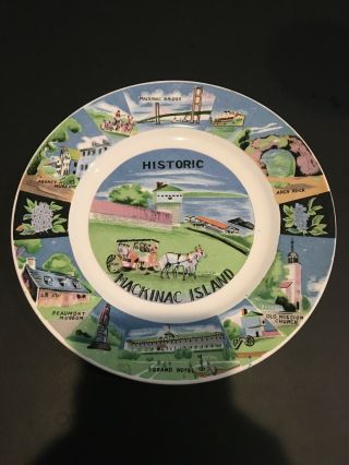 Vintage 7” Souvenir Plate From Mackinac Island Michigan Grand Hotel Arch Rock