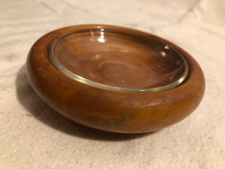 Vintage Souvenir Wooden Bowl With Glass Insert Crater Lake National Park Ore