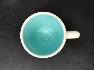VTG Set of 6 Taylor Made Mugs Cups Turquoise Aqua White 8 oz Restaurant Ware USA 3